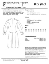 Load image into Gallery viewer, RH910 — 1860s-1870s Single-Breasted Frock Coat sewing pattern

