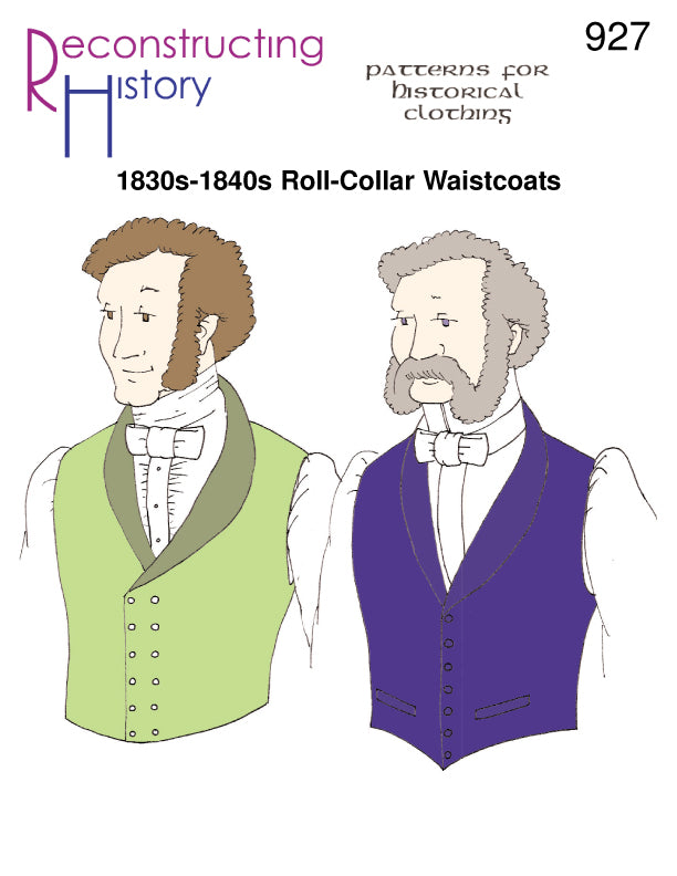 RH927 — 1830s-40s Roll-Collar Waistcoats sewing pattern