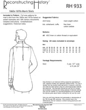 Load image into Gallery viewer, RH933 — 1860s-1870s Men&#39;s Shirts sewing pattern
