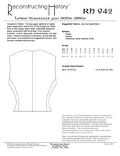 Load image into Gallery viewer, RH942 — Ladies&#39; Vest or Waistcoat for the 1870s-1880s sewing pattern
