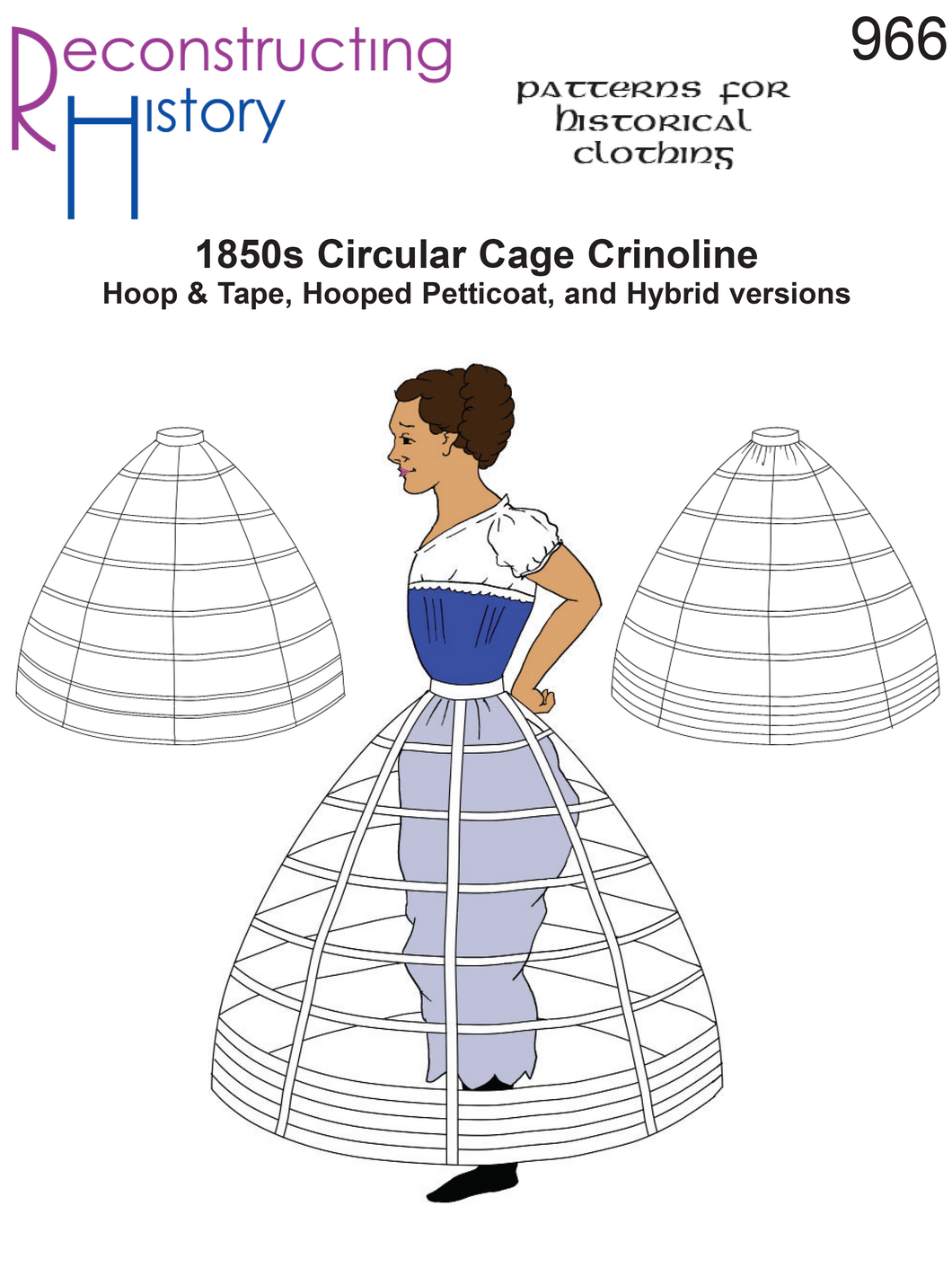 RH966 — Victorian 1850s Cage Crinoline sewing pattern
