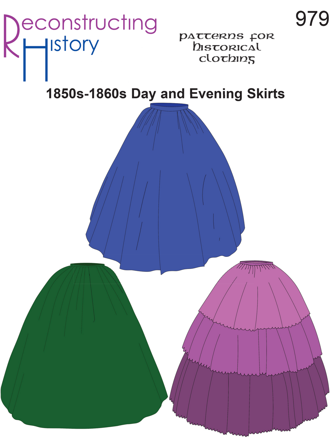 RH979 — mid-Victorian (1850s-1860s) Day or Evening Skirt sewing pattern