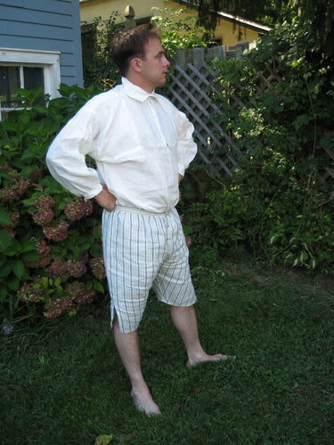Bob models the shirt and drawers he made using RH815 - 18th Century Mens Shirts & Drawers sewing pattern