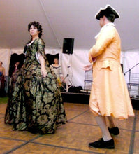 Load image into Gallery viewer, Bob shows off his Georgian frock coat made with our sewing pattern RH802 for 18th century frock coats
