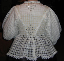 Load image into Gallery viewer, Kass models the 17th century woman&#39;s jacket she made using our sewing pattern RH101
