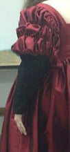 Load image into Gallery viewer, An RH customer models her gown and kirtle made from our sewing pattern RH513, Florentine Lady&#39;s Outfit - sleeve detail
